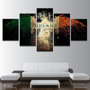 Ireland Eagle Flag - Abstract 5 Panel Canvas Art Wall Decor