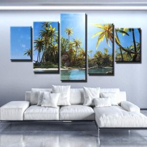 Island Getaway - Nature 5 Panel Canvas Art Wall Decor