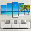 Isolated Tropical Beach - Space 5 Panel Canvas Art Wall Decor