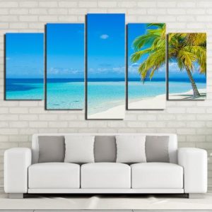 Isolated Tropical Beach - Space 5 Panel Canvas Art Wall Decor