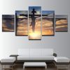 Jesus Christ Cross God’Divine Light - Religion 5 Panel Canvas Art Wall Decor