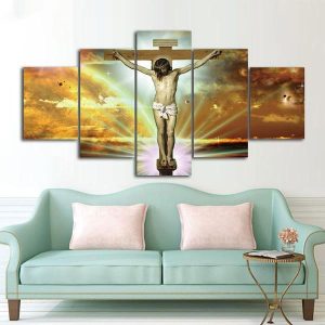 Jesus Cross - Religion 5 Panel Canvas Art Wall Decor