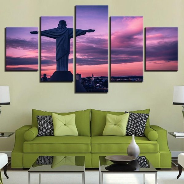 Jesus Full 3 - Religion 5 Panel Canvas Art Wall Decor