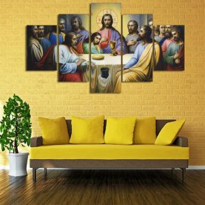 Jesus The Last Supper - Religion 5 Panel Canvas Art Wall Decor