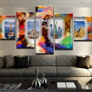 Jet Set - Abstract 5 Panel Canvas Art Wall Decor