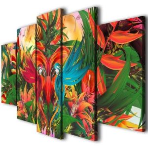 Jungle Abstract - Abstract 5 Panel Canvas Art Wall Decor