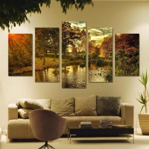 Jungle Sunshine - Nature 5 Panel Canvas Art Wall Decor