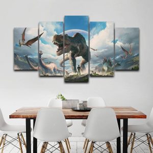 Jurassic Park Dinosaurs Animal - 5 Panel Canvas Art Wall Decor