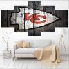 Kansas City Chiefs Logo Poster 3 Football - 5 Panel Canvas Art Wall Decor