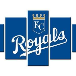 Kansas City Royals Logo Baseball - 5 Panel Canvas Art Wall Decor