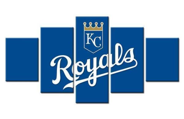 Kansas City Royals Logo Baseball - 5 Panel Canvas Art Wall Decor