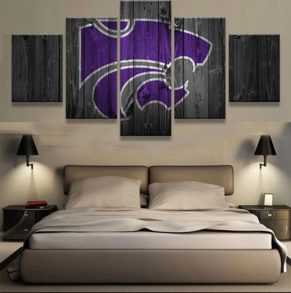 Kansas State Wildcats Barnwood Sport - 5 Panel Canvas Art Wall Decor