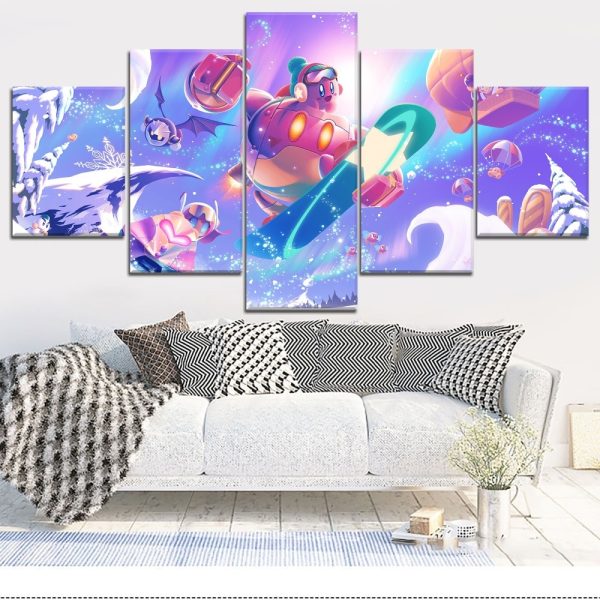 Kirby Planet Robobot Gaming - 5 Panel Canvas Art Wall Decor