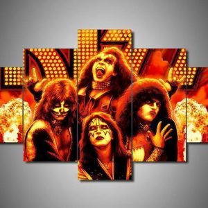 Kiss 4 - Music 5 Panel Canvas Art Wall Decor