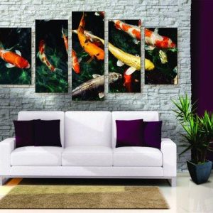 Koi Fish - Animal 5 Panel Canvas Art Wall Decor