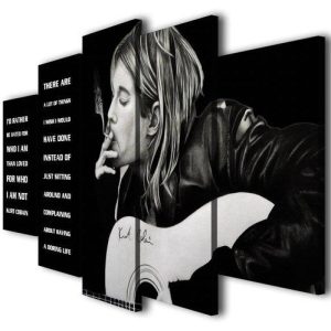 Kurt Cobain Quotes I’D Rather Be Hated - Music 5 Panel Canvas Art Wall Decor