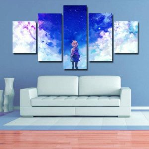 Kyoukai No Kanata - Anime 5 Panel Canvas Art Wall Decor