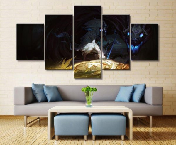 LOL League Of Legends Kindred Game - 5 Panel Canvas Art Wall Decor