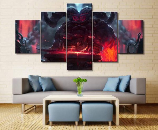 LOL League Of Legends Ornn 2 Gaming - 5 Panel Canvas Art Wall Decor