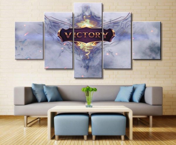 LOL League Of Legends Victory Scene Game - 5 Panel Canvas Art Wall Decor