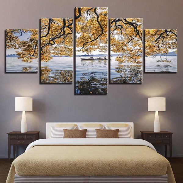 Lake 10 - Nature 5 Panel Canvas Art Wall Decor