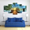 Lake Cabin - Nature 5 Panel Canvas Art Wall Decor