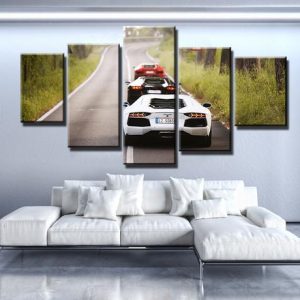 Lambo Road Trip - Automative 5 Panel Canvas Art Wall Decor