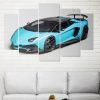 Lamborghini Aventador Blue Car - 5 Panel Canvas Art Wall Decor