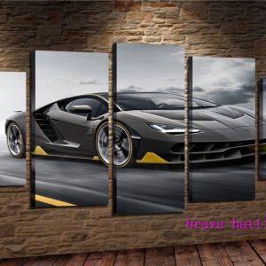 Lamborghini Centenario Black Car - 5 Panel Canvas Art Wall Decor