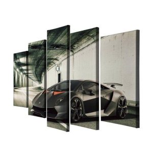 Lamborghini Elemento Racing Car - Automative 5 Panel Canvas Art Wall Decor