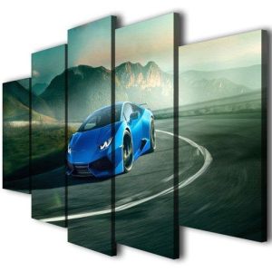 Lamborghini Huracan Racing Car - Automative 5 Panel Canvas Art Wall Decor