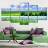 Landscape And Green Grassland - Nature 5 Panel Canvas Art Wall Decor