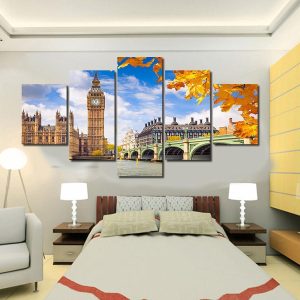 Landscape Building City Of London - Nature 5 Panel Canvas Art Wall Decor