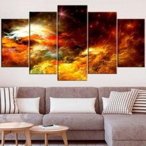 Large Abstract Clouds - Abstract 5 Panel Canvas Art Wall Decor