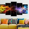 Large Abstract Colored Smoke - Abstract 5 Panel Canvas Art Wall Decor