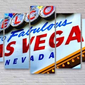 Las Vegas Sign Nevada - Nature 5 Panel Canvas Art Wall Decor