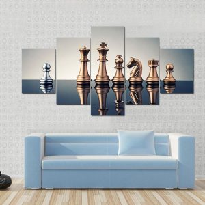 Leadership Concept Of Chess - Gaming 5 Panel Canvas Art Wall Decor