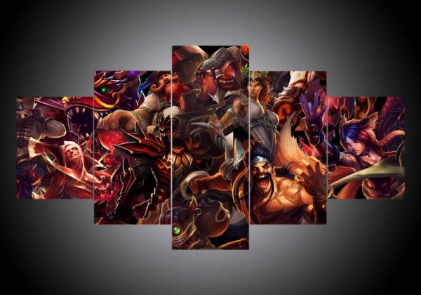 League Of Legends 8 - Gaming 5 Panel Canvas Art Wall Decor