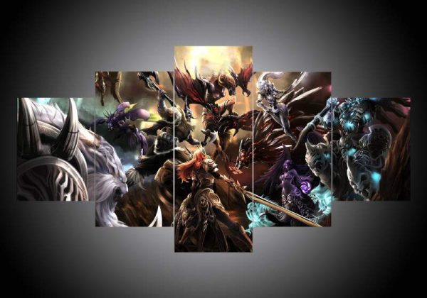 League Of Legends 9 - Gaming 5 Panel Canvas Art Wall Decor