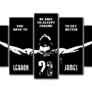 Lebron James Basketball Star Black Banner Quotes Celebrity - 5 Panel Canvas Art Wall Decor