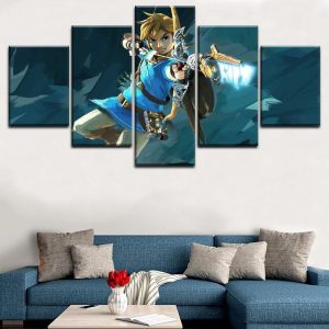 Legend Of Zelda Breath Of The Wild 2 Gaming - 5 Panel Canvas Art Wall Decor