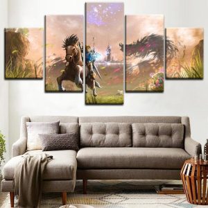 Legend Of Zelda Breath Of The Wild 3 Gaming - 5 Panel Canvas Art Wall Decor