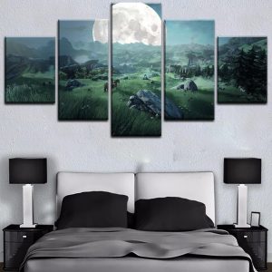 Legend Of Zelda Landscape 1 Gaming - 5 Panel Canvas Art Wall Decor