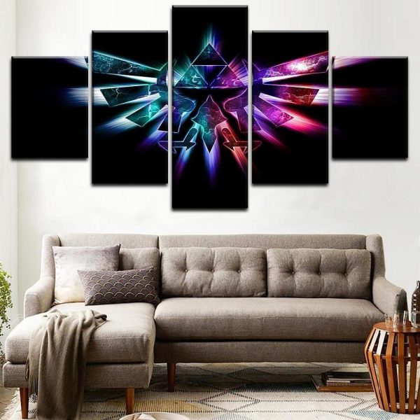 Legend of Zelda Twilight Princess Logo Gaming - 5 Panel Canvas Art Wall Decor