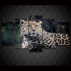 Leopard 1 - Animal 5 Panel Canvas Art Wall Decor