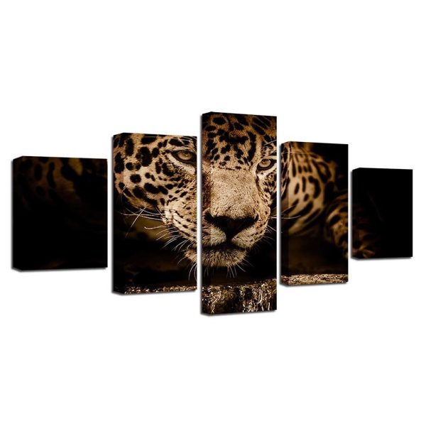 Leopard 16 - Animal 5 Panel Canvas Art Wall Decor