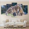 Leopard Pair - Animal 5 Panel Canvas Art Wall Decor