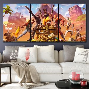 Let’s Fight Fortnite Gaming 3 Pieces - 3 Panel Canvas Art Wall Decor