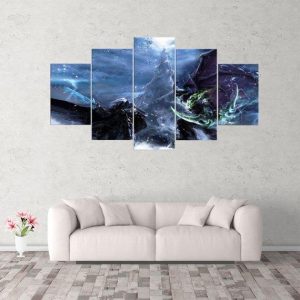 Lich King Vs Illidan World Of Warcraft - Gaming 5 Panel Canvas Art Wall Decor