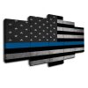 Light Thin Blue Line On Grunge Black - Abstract 5 Panel Canvas Art Wall Decor